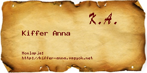 Kiffer Anna névjegykártya